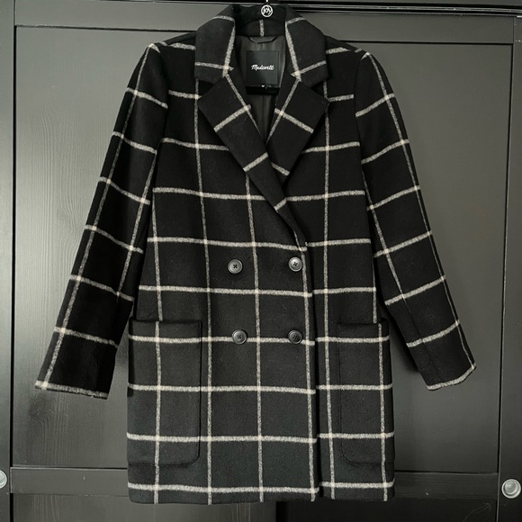 Madewell Hollis Double-Breasted Coat in Windowpane